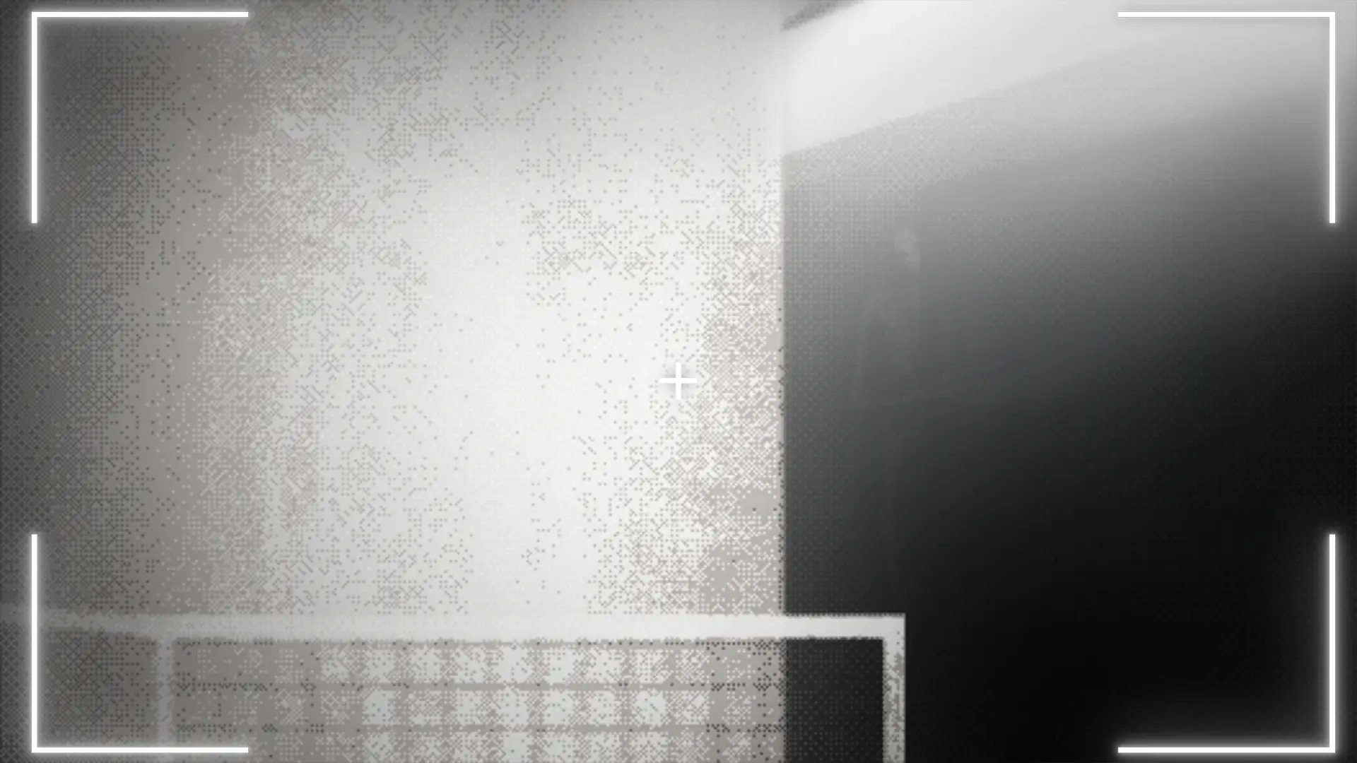 An entity barely visible beside a bright wall